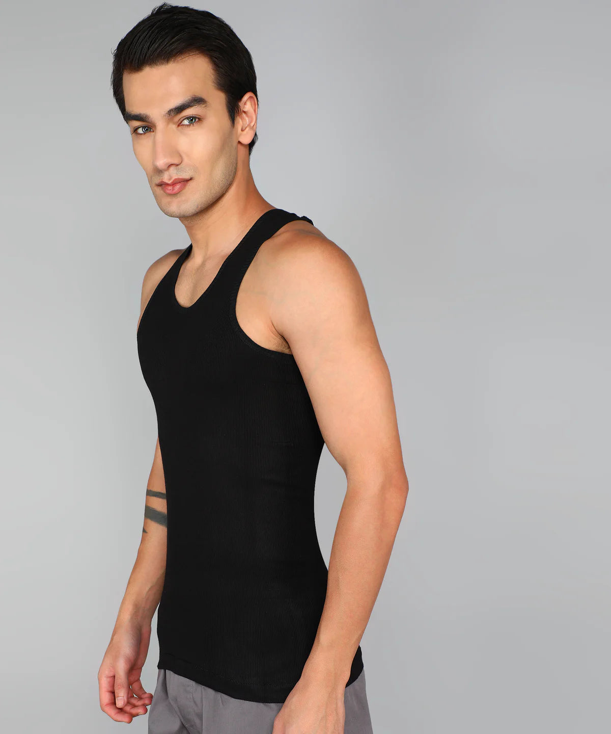 renox-mens-black-ribbed-cotton-vest-side