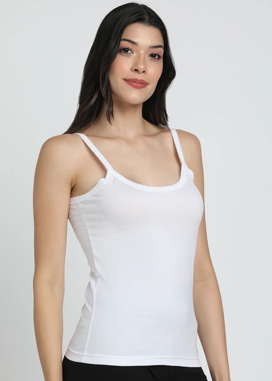Renox women’s White cotton camisole front view innerwear
