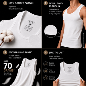 Renox Men's Vest Pack of 5 100% cotton