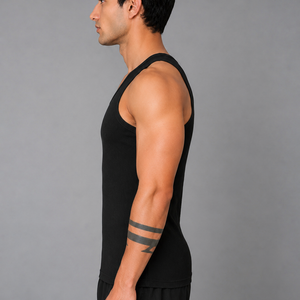 Renox Black Ribed vest Packof 3 100% cotton