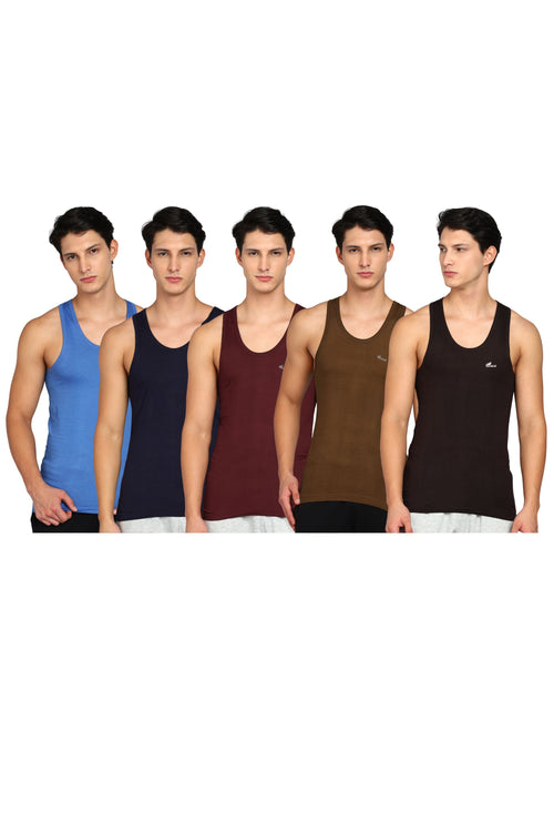 Renox Colour vest Pack of 5 100% cotton