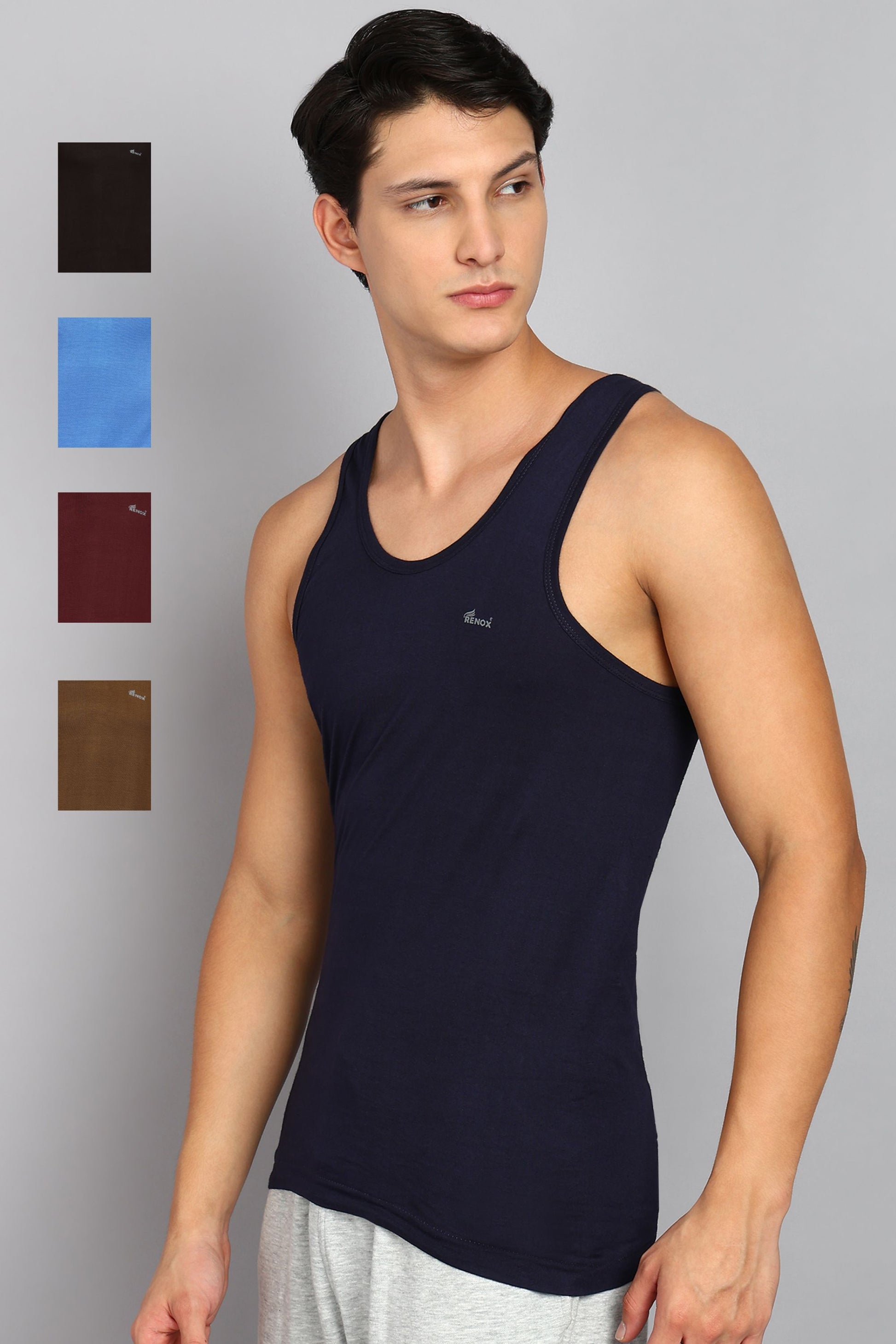 Renox Colour vest Pack of 5 100% cotton