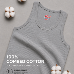 Renox Gray Ribed vest Packof 3 100% cotton