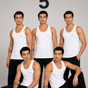 Renox Men's Vest Pack of 5 100% cotton
