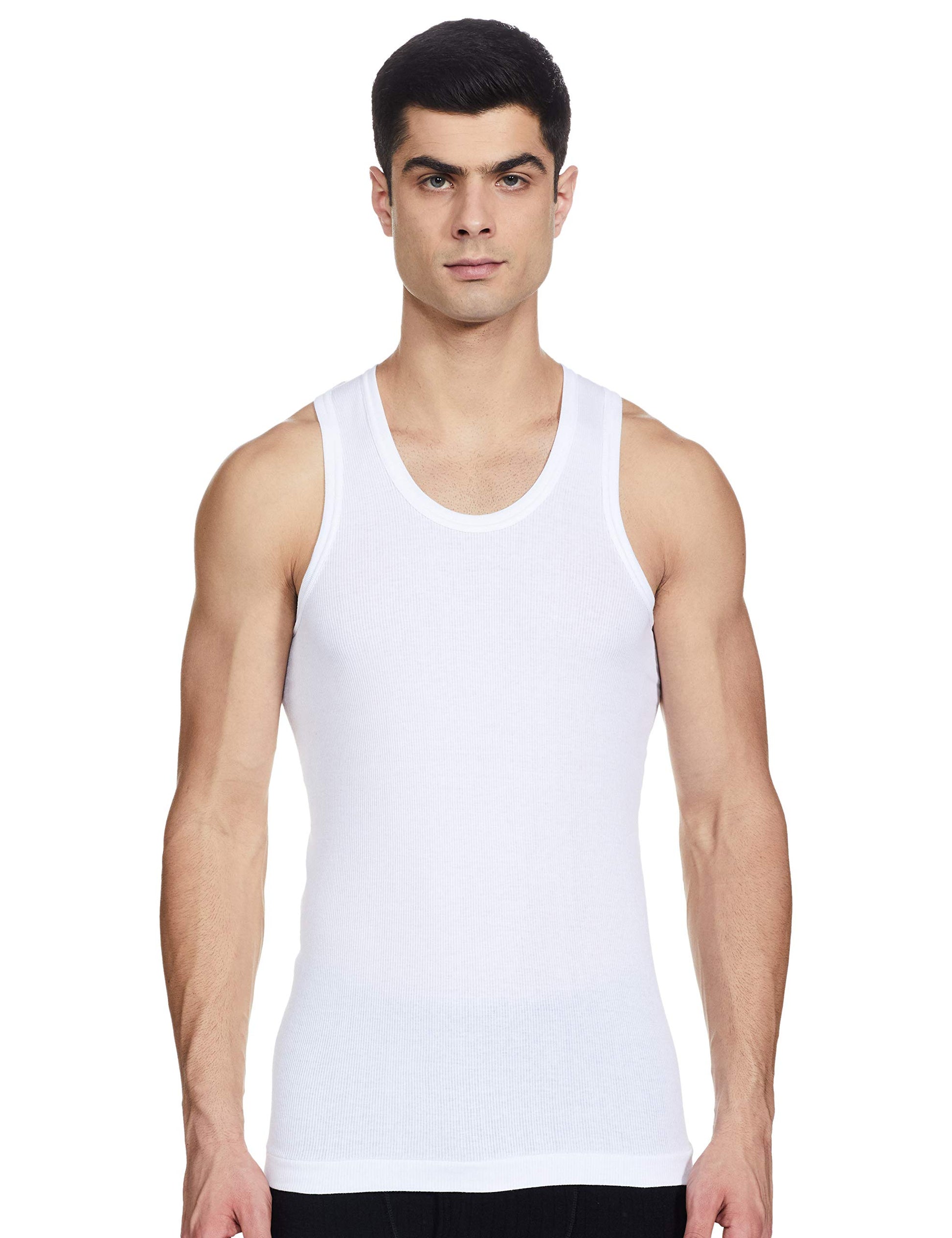 Renox White Ribed vest Pack of 5 100% cotton