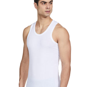 Renox White Ribed vest Pack of 5 100% cotton