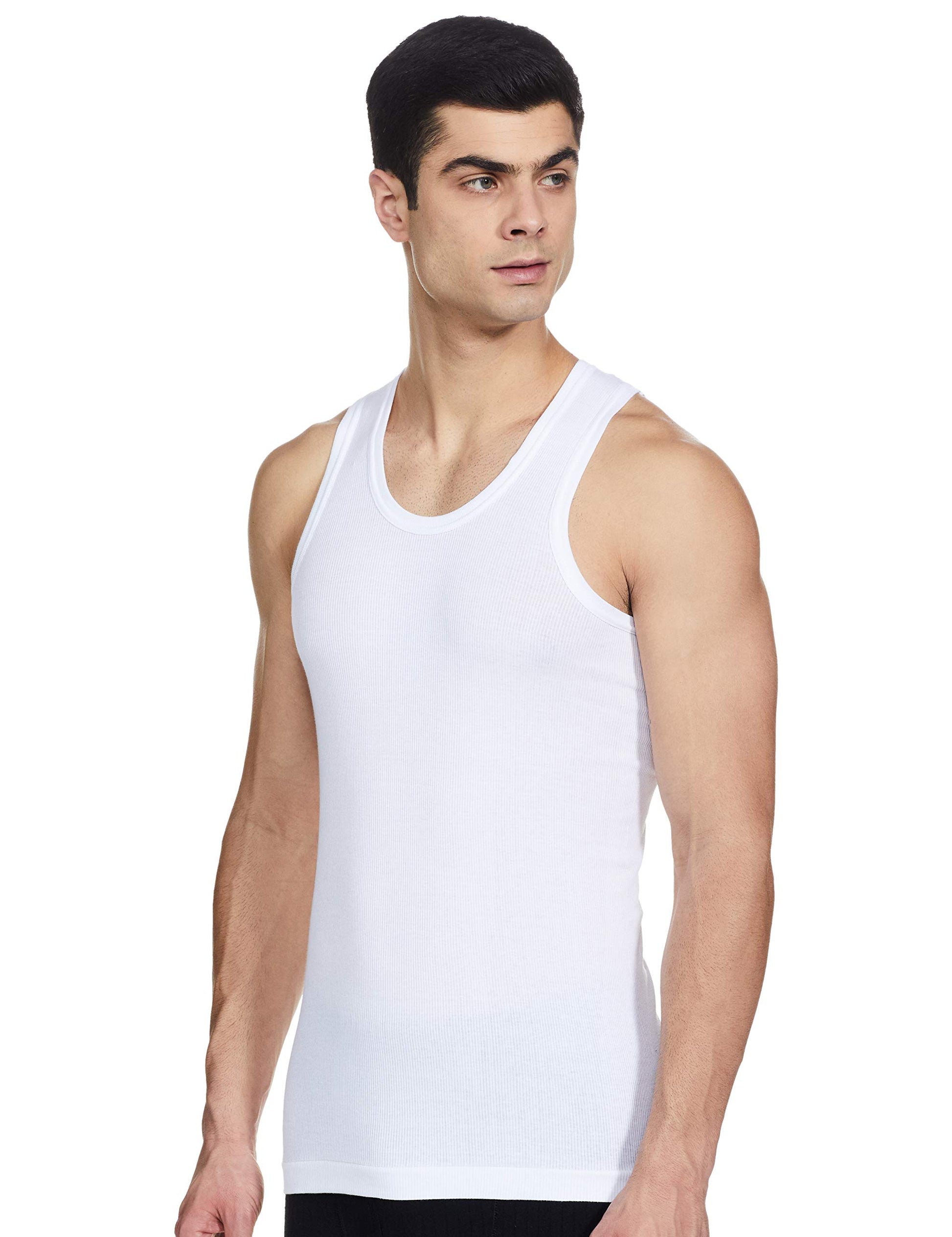 Renox White Ribed vest Pack of 5 100% cotton