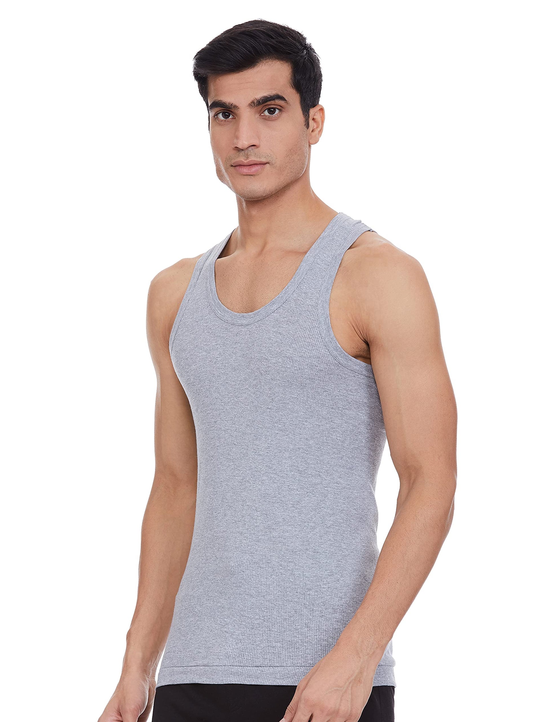 Renox Gray Ribed vest Packof 5 100% cotton