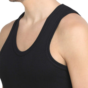 Renox Black Ribed vest Packof 5 100% cotton