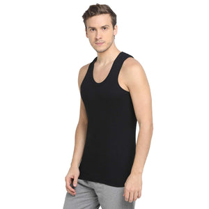 Renox Black Ribed vest Packof 5 100% cotton