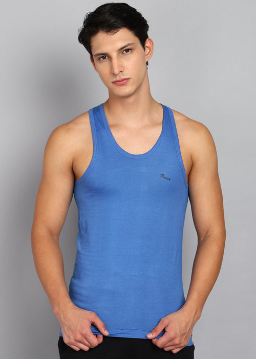 Men’s Sky Blue Cotton Sleeveless Vest
