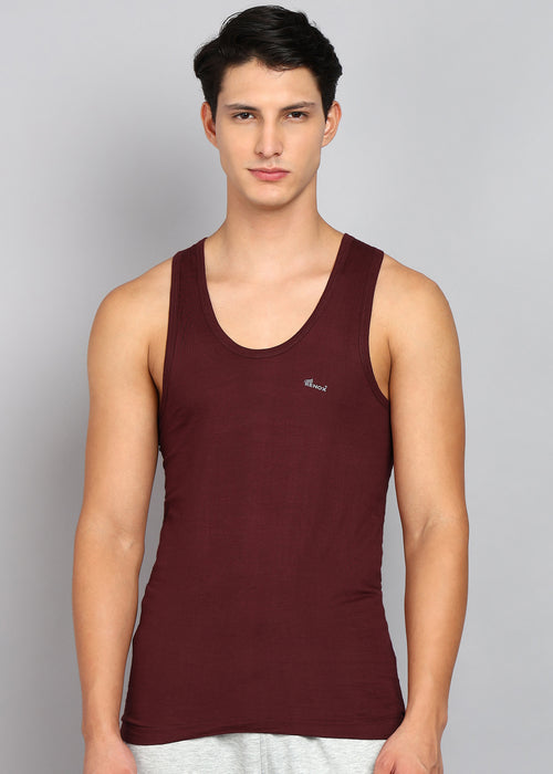 Men’s Maroon Cotton Sleeveless Vest