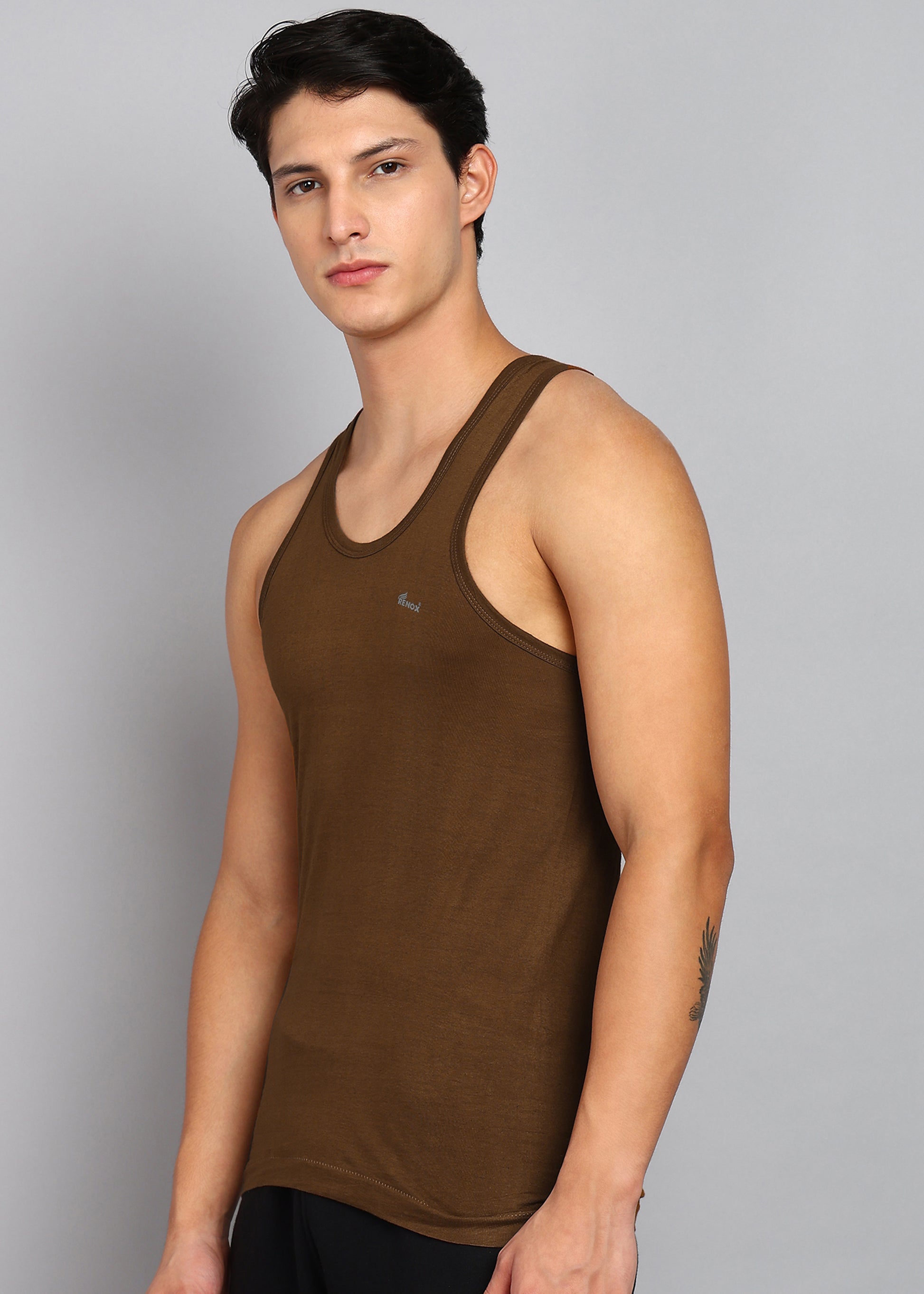 Men’s Chocolate Brown Cotton Vest