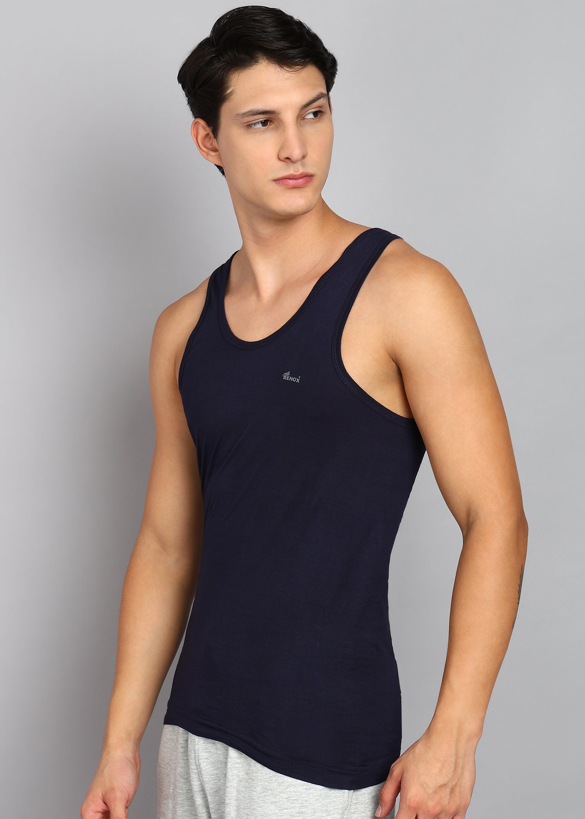 Men’s Navy Blue Cotton Sleeveless Vest