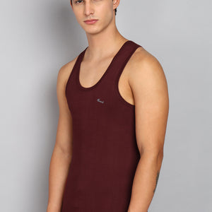 Men’s Maroon Cotton Sleeveless Vest