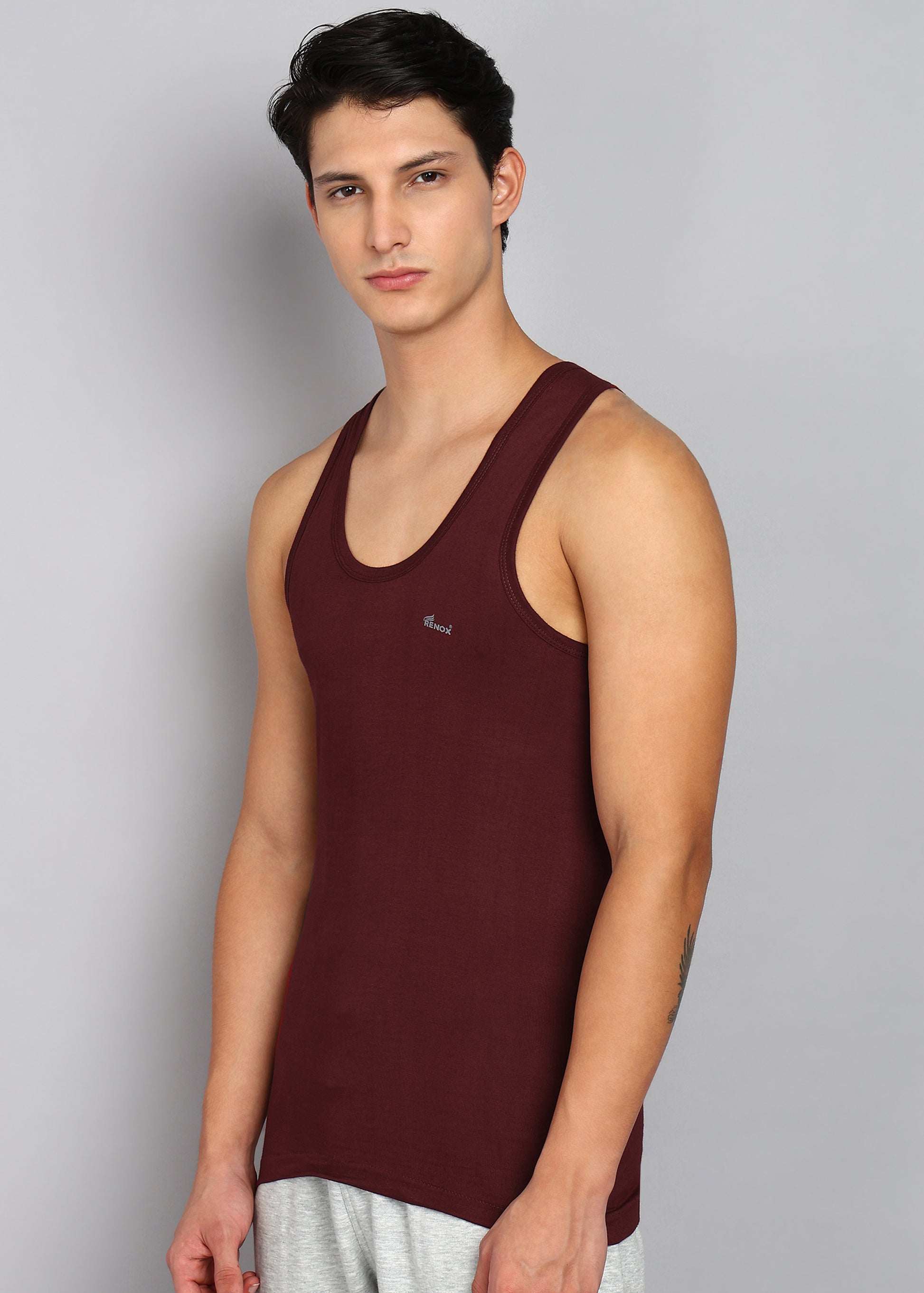 Men’s Maroon Cotton Sleeveless Vest