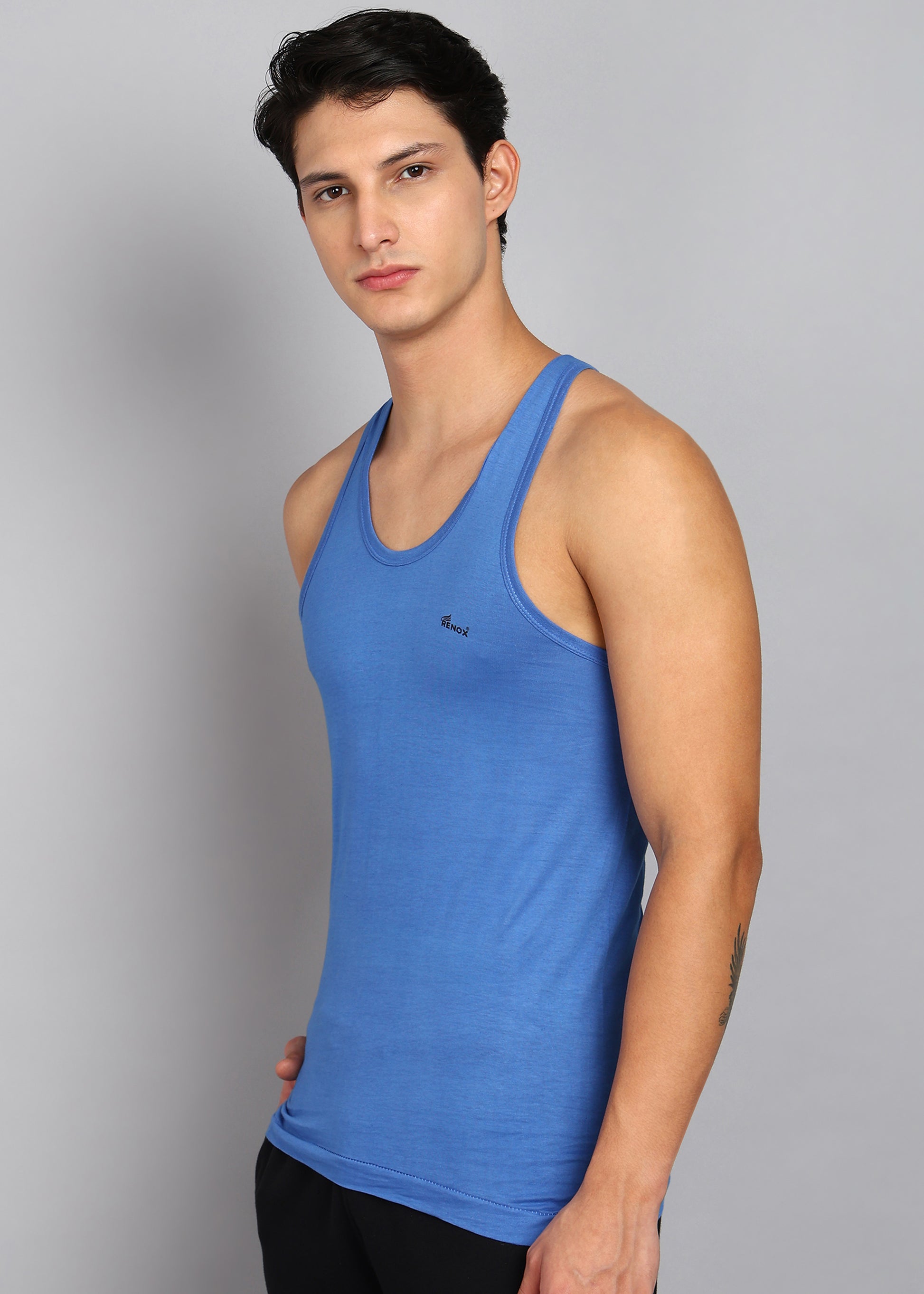 Men’s Sky Blue Cotton Sleeveless Vest