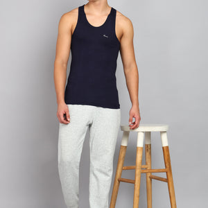 Men’s Navy Blue Cotton Sleeveless Vest