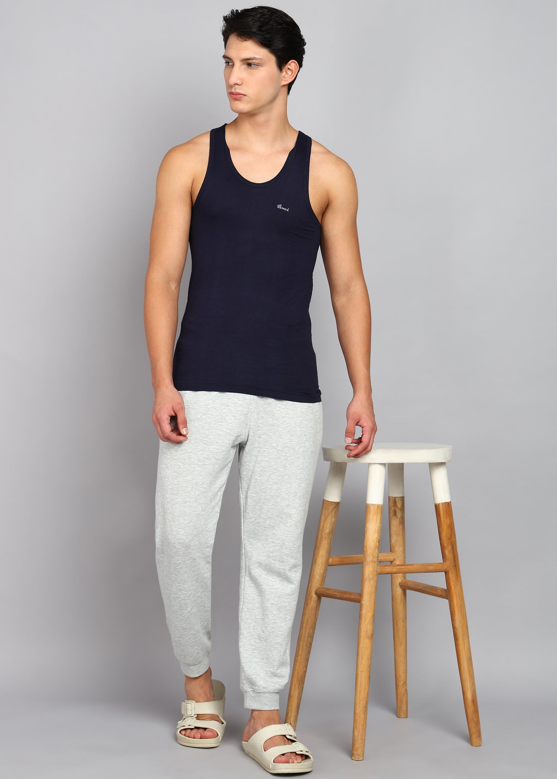 Men’s Navy Blue Cotton Sleeveless Vest