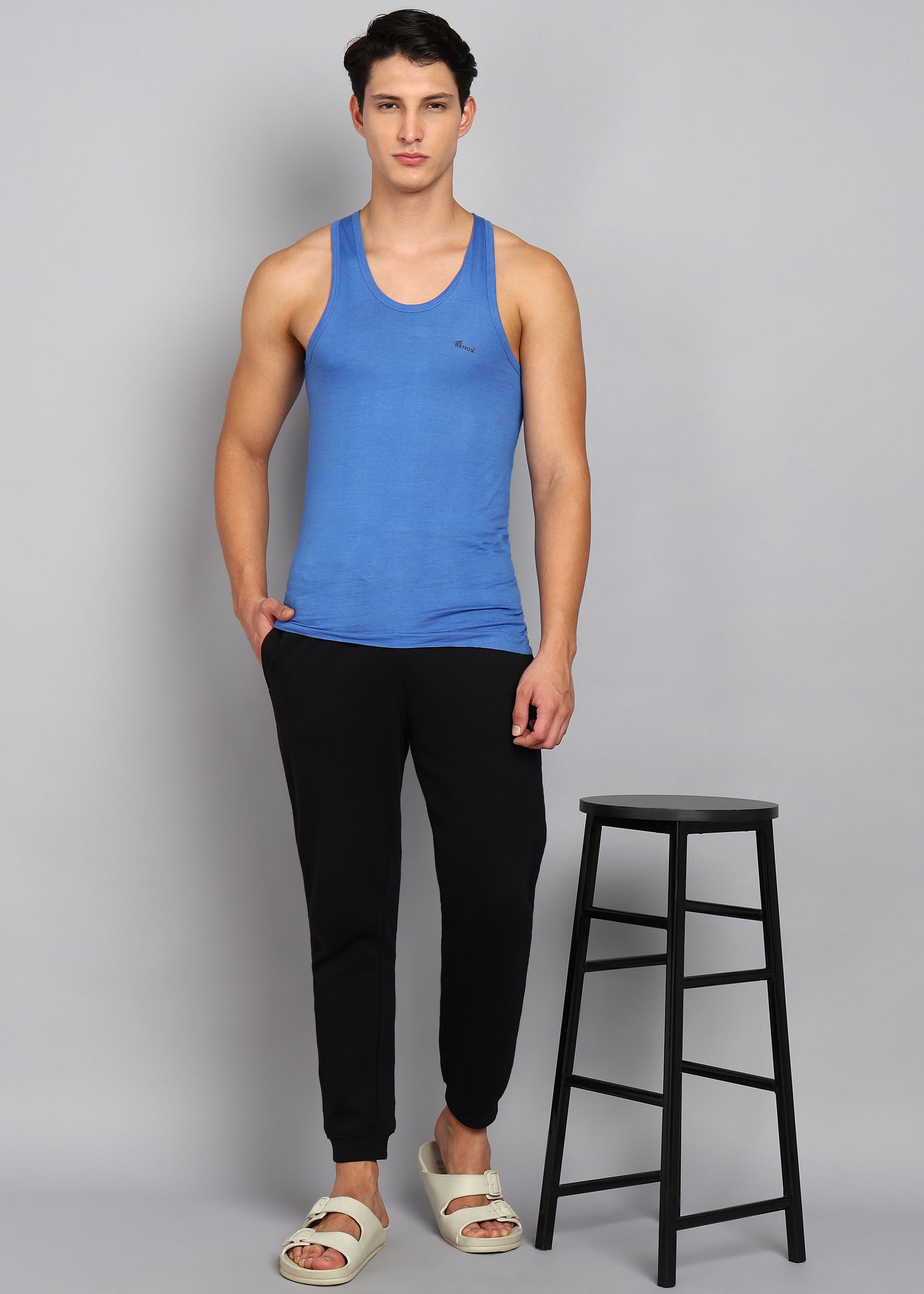 Men’s Sky Blue Cotton Sleeveless Vest