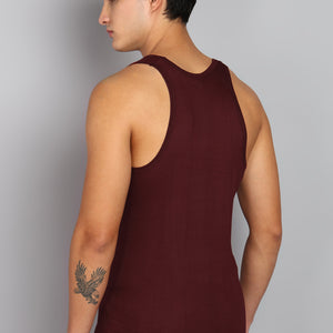 Men’s Maroon Cotton Sleeveless Vest