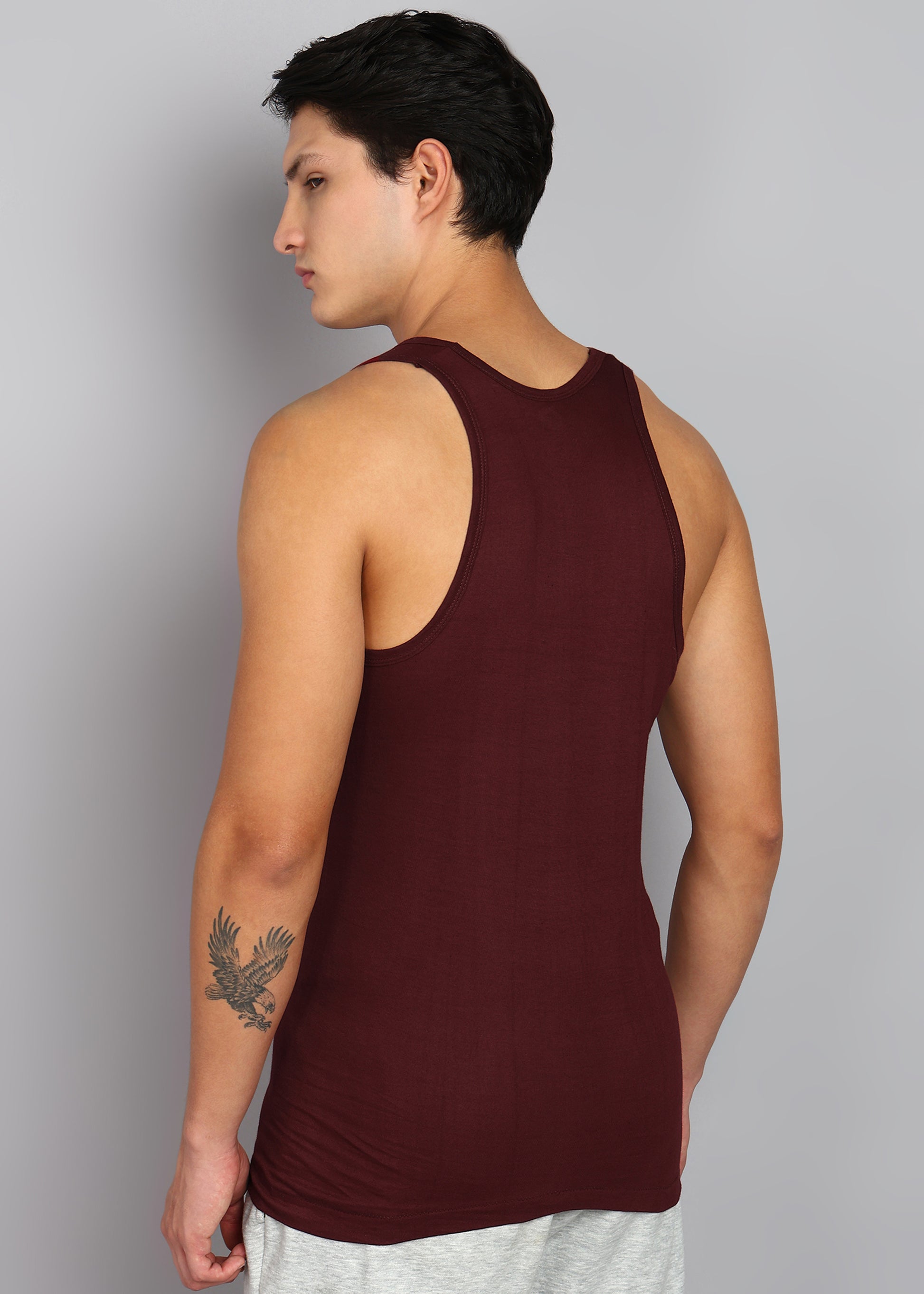 Men’s Maroon Cotton Sleeveless Vest