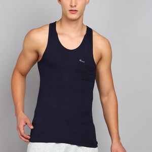 Men’s Navy Blue Cotton Sleeveless Vest