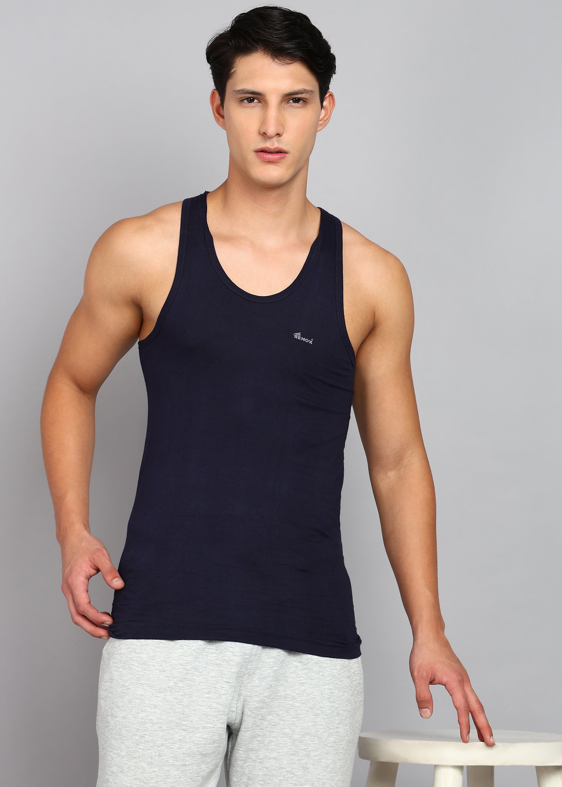 Men’s Navy Blue Cotton Sleeveless Vest