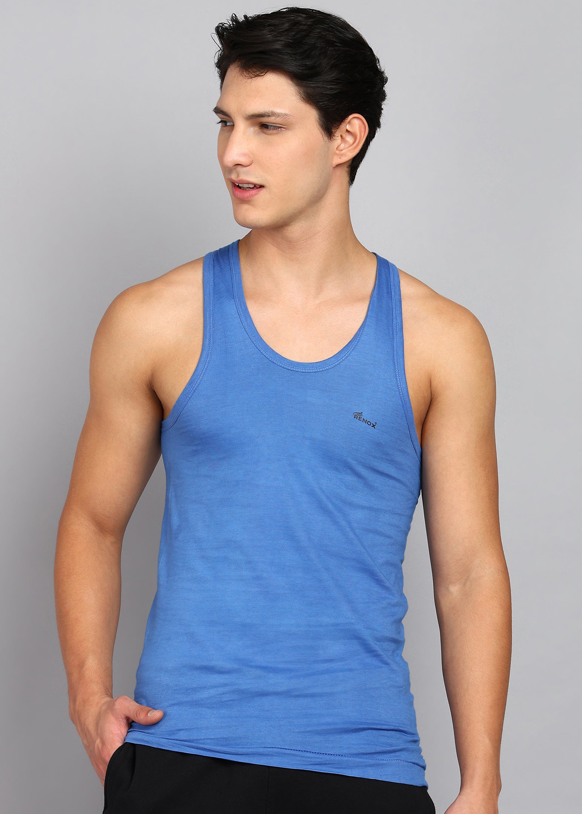 Men’s Sky Blue Cotton Sleeveless Vest