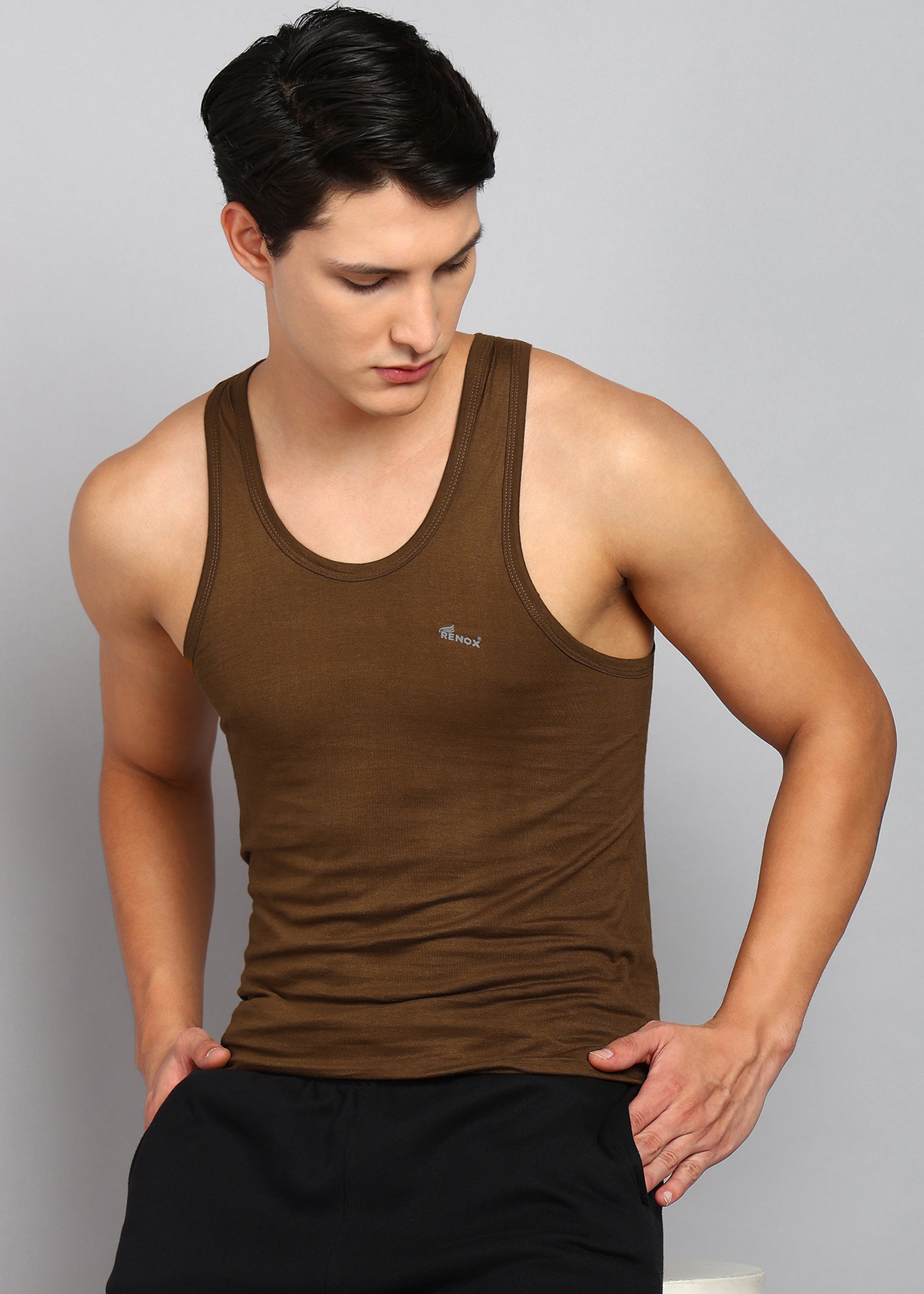 Men’s Chocolate Brown Cotton Vest