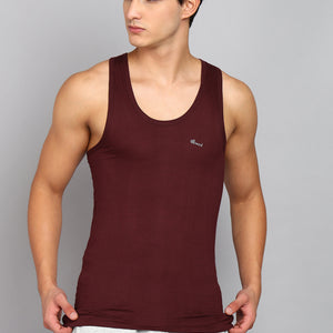 Men’s Maroon Cotton Sleeveless Vest