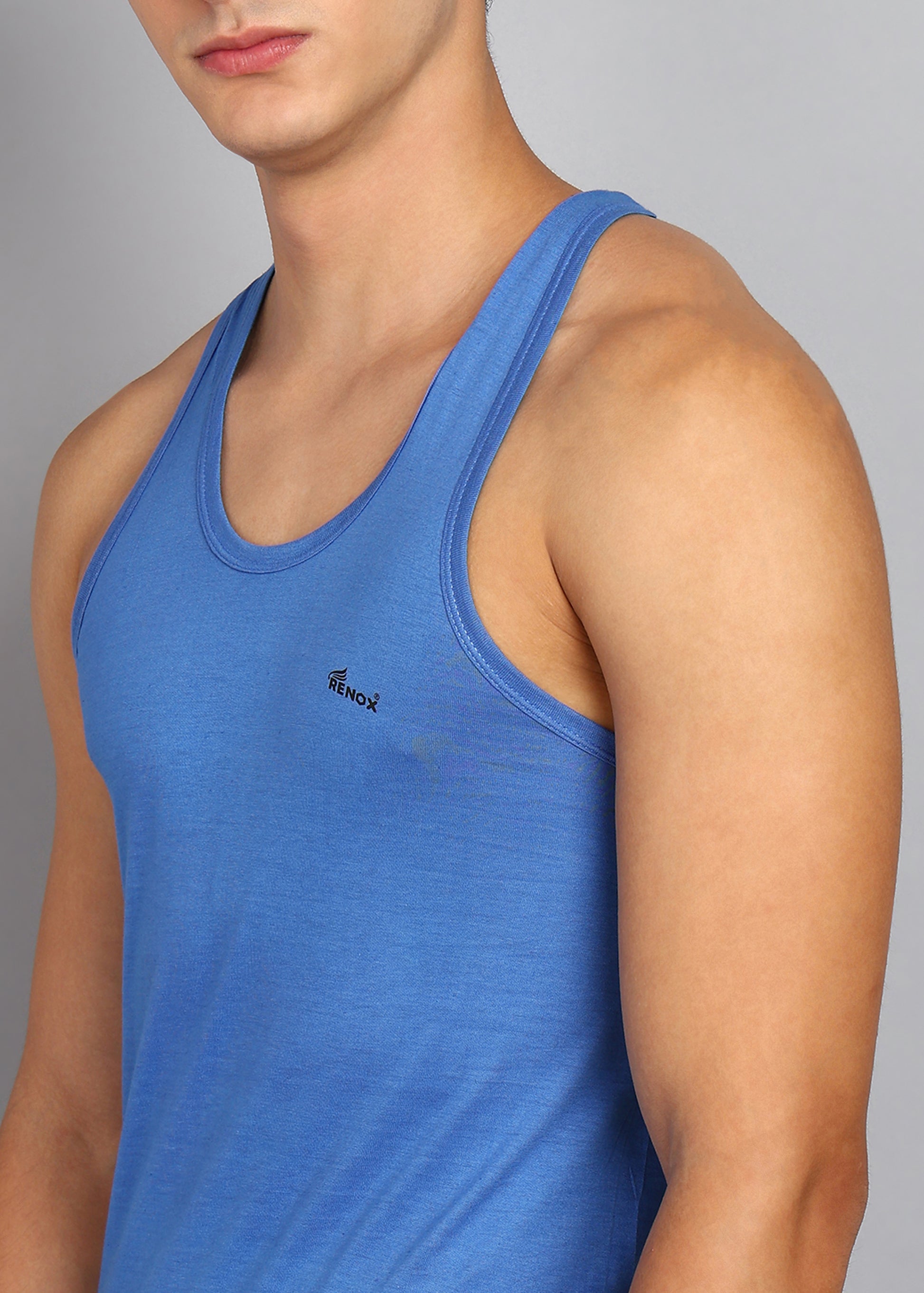 Men’s Sky Blue Cotton Sleeveless Vest