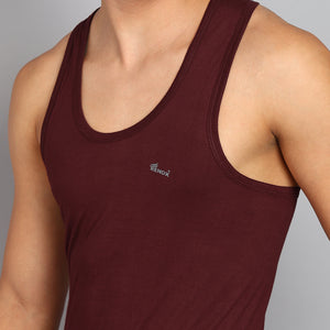 Men’s Maroon Cotton Sleeveless Vest