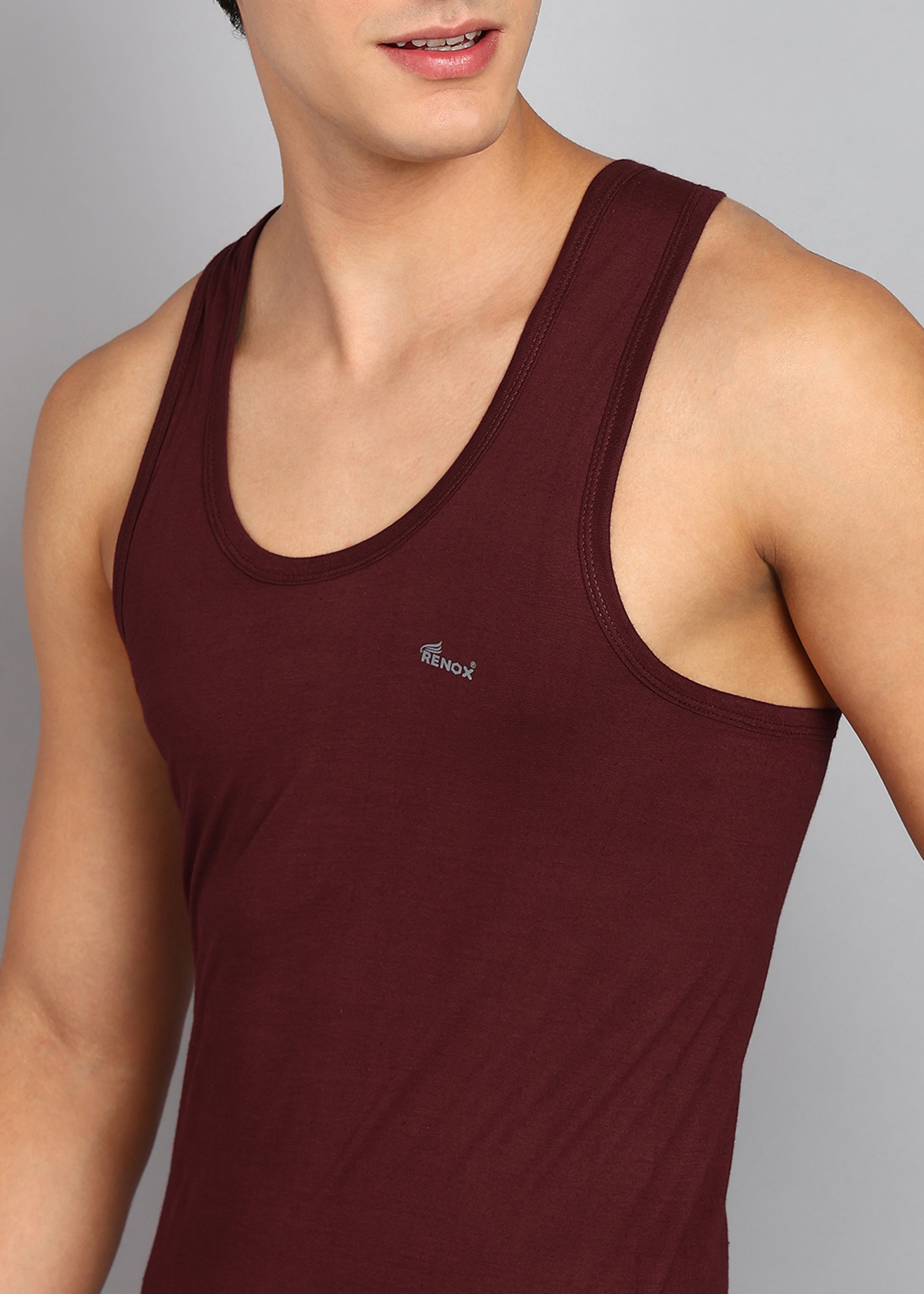 Men’s Maroon Cotton Sleeveless Vest