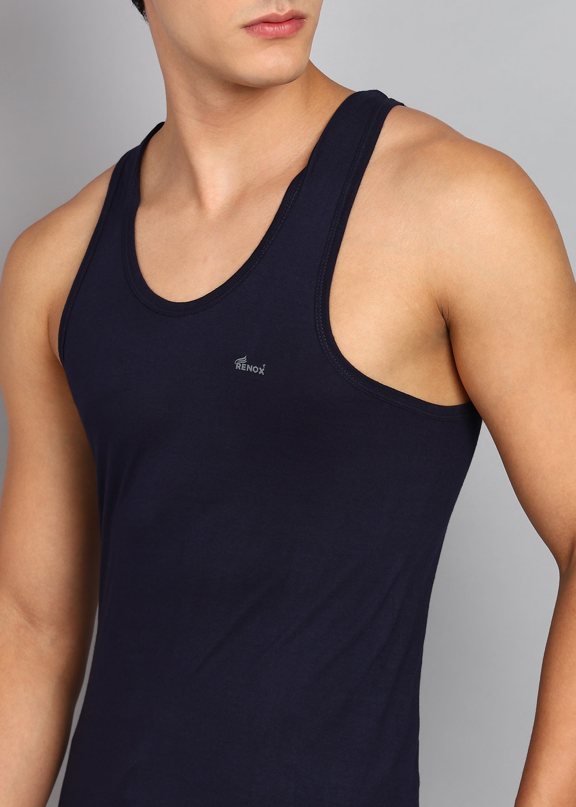 Men’s Navy Blue Cotton Sleeveless Vest
