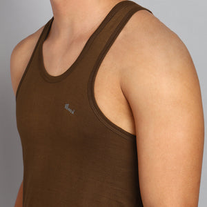 Men’s Chocolate Brown Cotton Vest