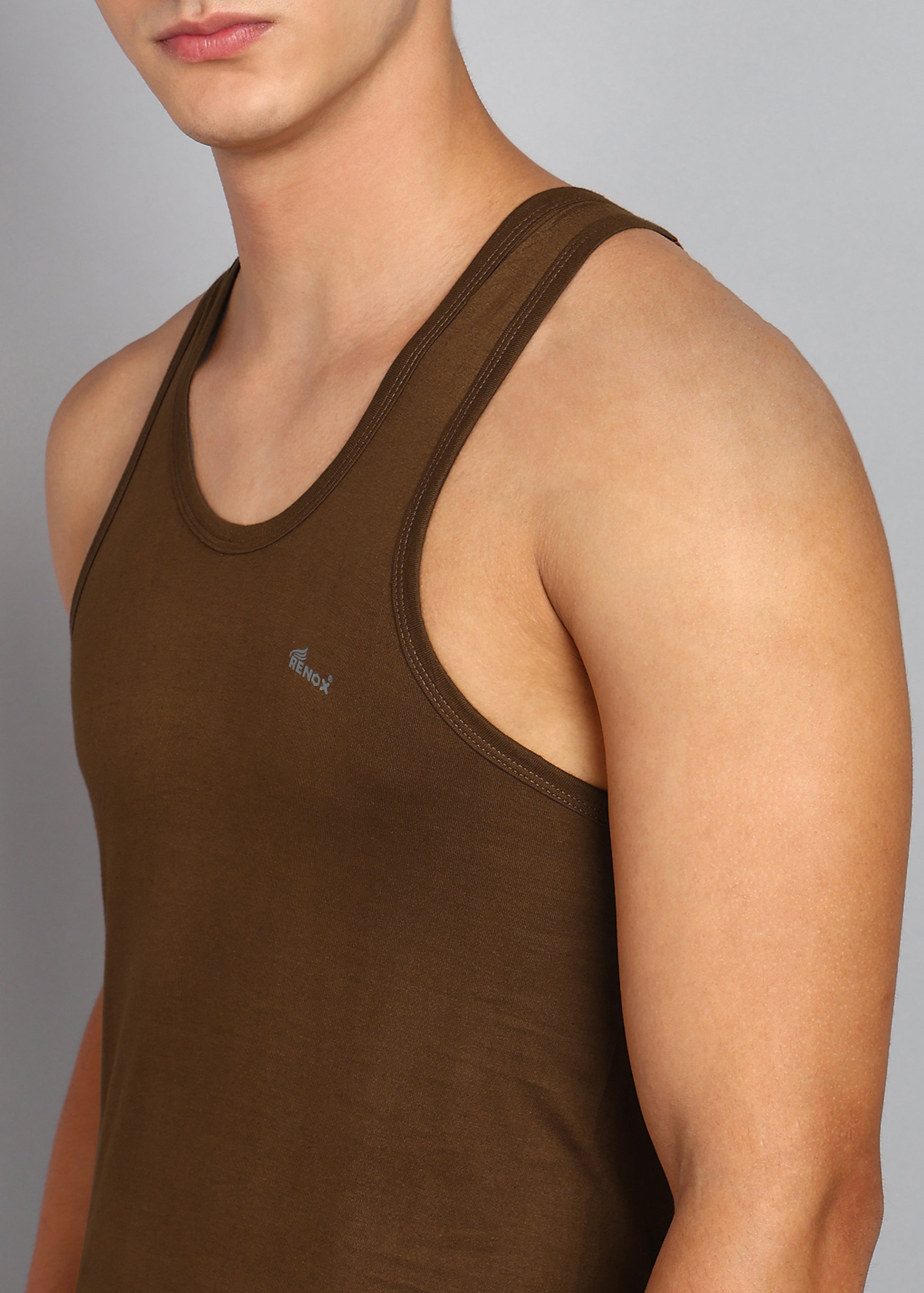Men’s Chocolate Brown Cotton Vest