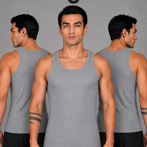 Renox Gray Ribed vest Packof 3 100% cotton