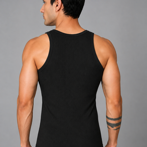 Renox Black Ribed vest Packof 3 100% cotton