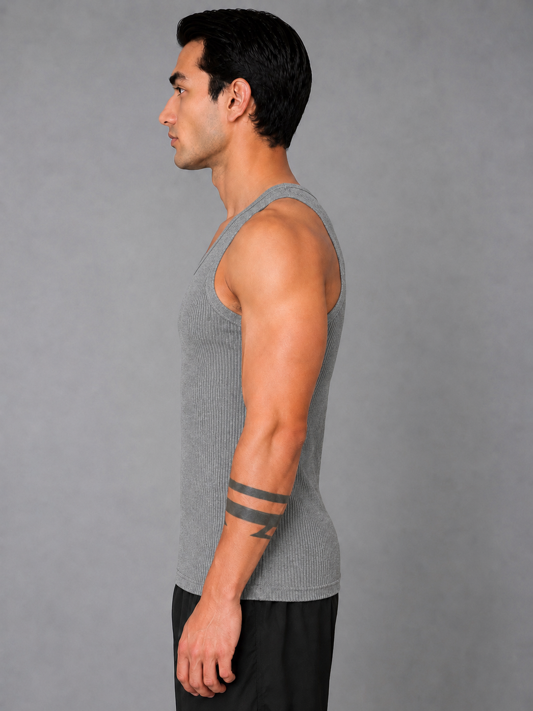 Renox Gray Ribed vest Packof 3 100% cotton