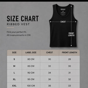 Renox Black Ribed vest Packof 3 100% cotton