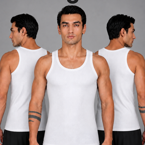 Renox White Ribed vest (Pack of 5) 100% cotton