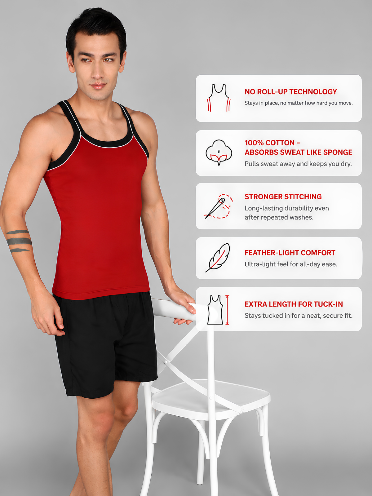 Renox Mens Gym vest (Pack of 5)