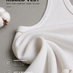 Renox White Ribed vest Pack of 3 100% cotton