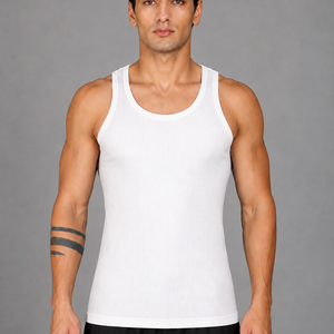 Renox White Ribed vest Pack of 3 100% cotton