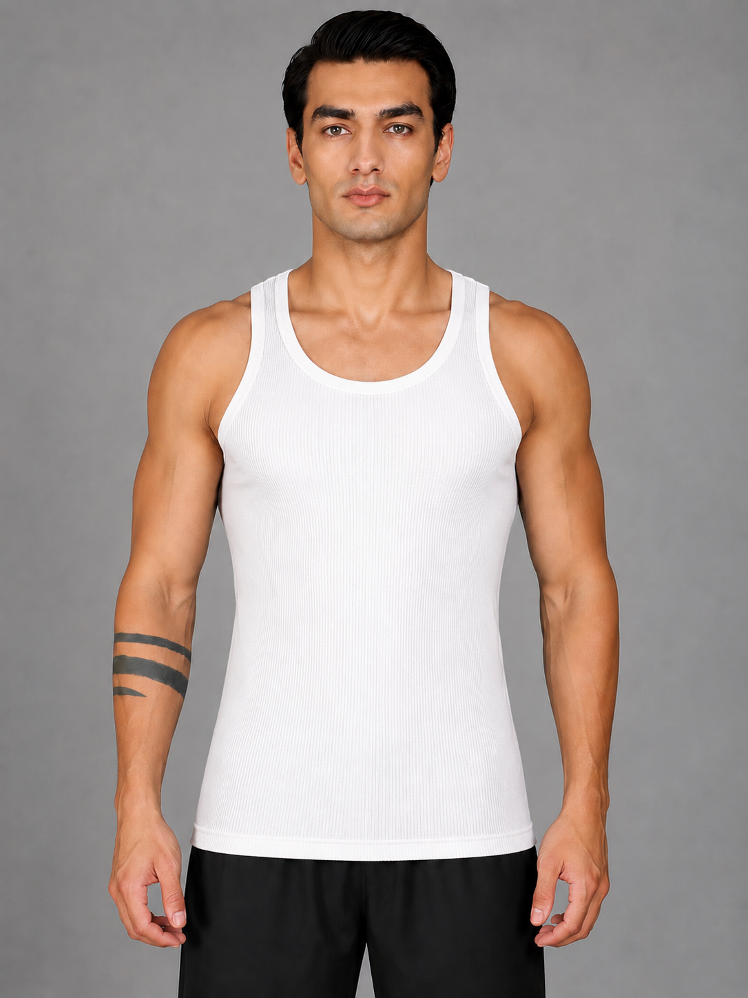 Renox White Ribed vest Pack of 3 100% cotton