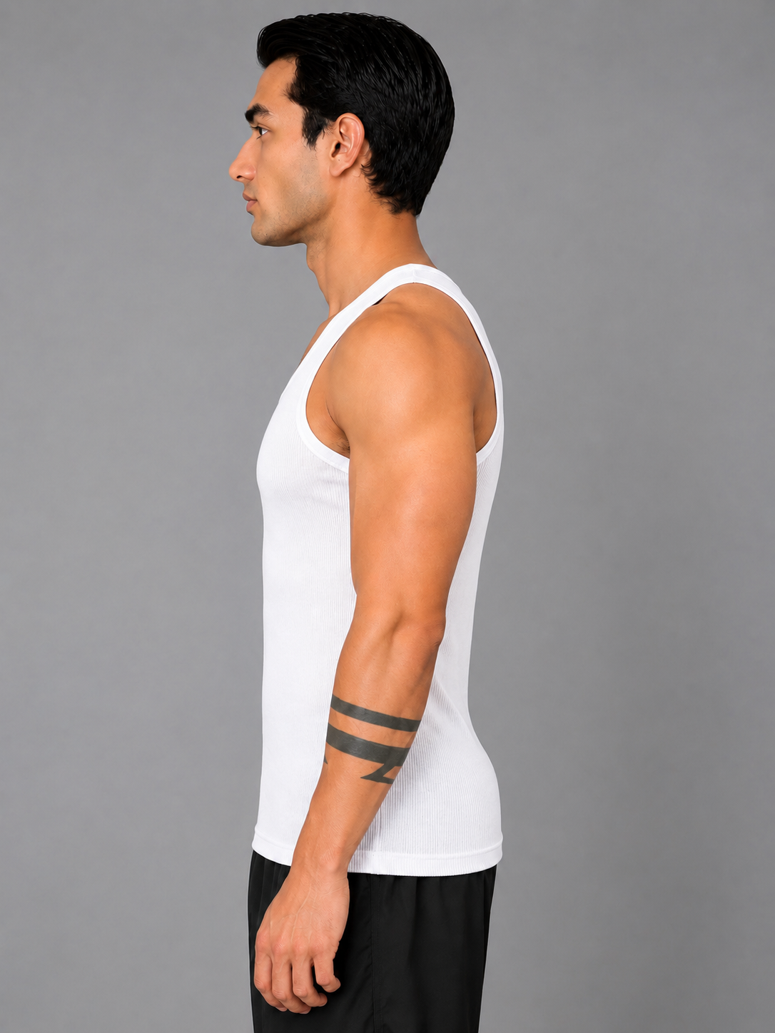 Renox White Ribed vest Pack of 3 100% cotton