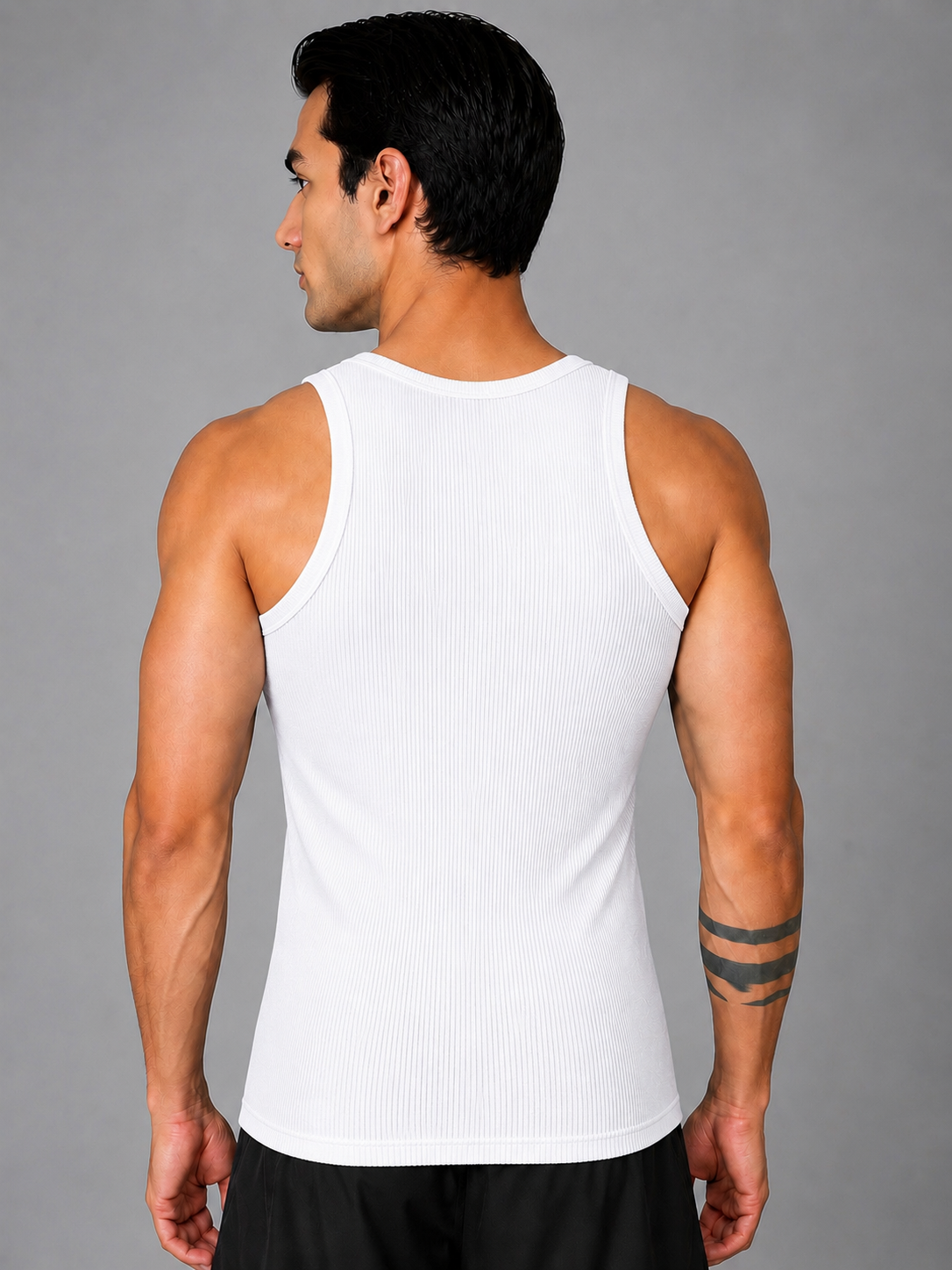 Renox White Ribed vest Pack of 3 100% cotton