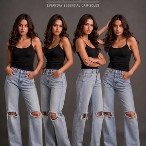 Womens black camisole spaghetti straps (pack of 4)
