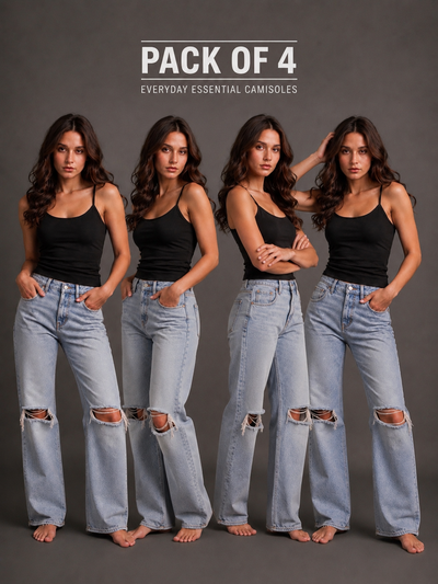 Women’s Black camisole spaghetti straps (pack of 4)